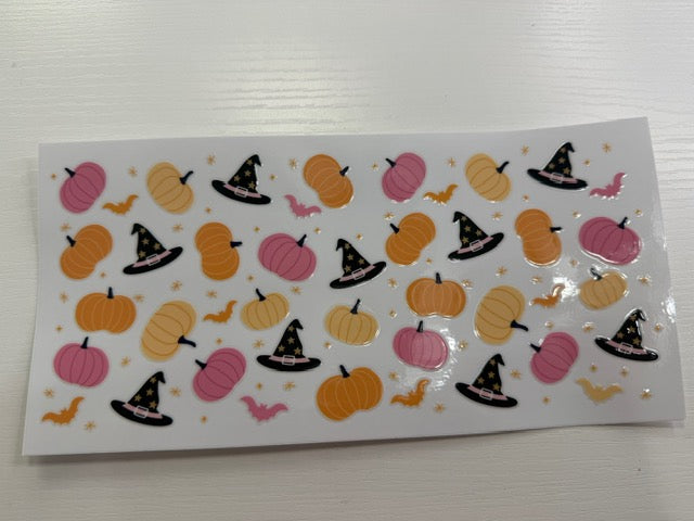 Halloween Witches Hats Pumpkins Bats