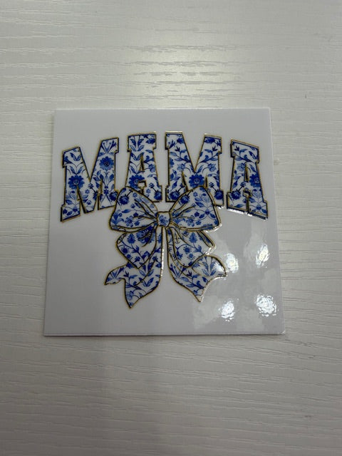 Mama Blue Floral Bow