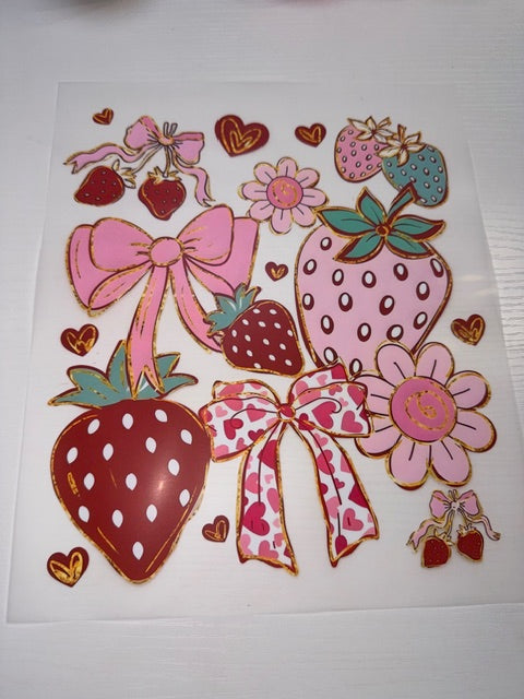 Pink Strawberries and Bows Shirt Transfer