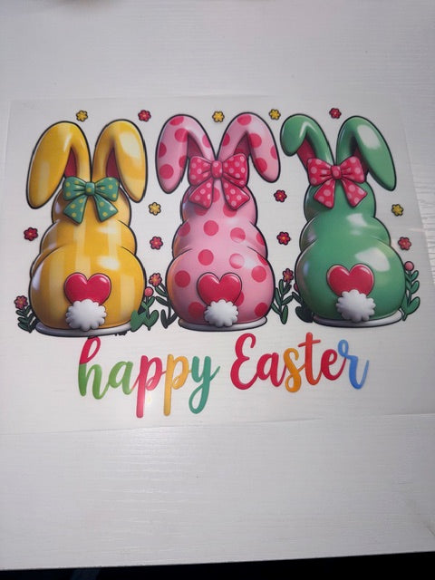 3 Cute Bunnies Happy Easter Shirt Transfer