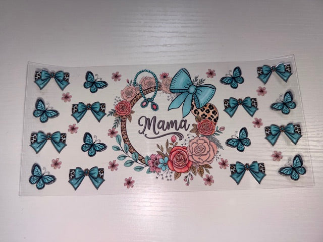 Mama, Blue Bows, and Flowers