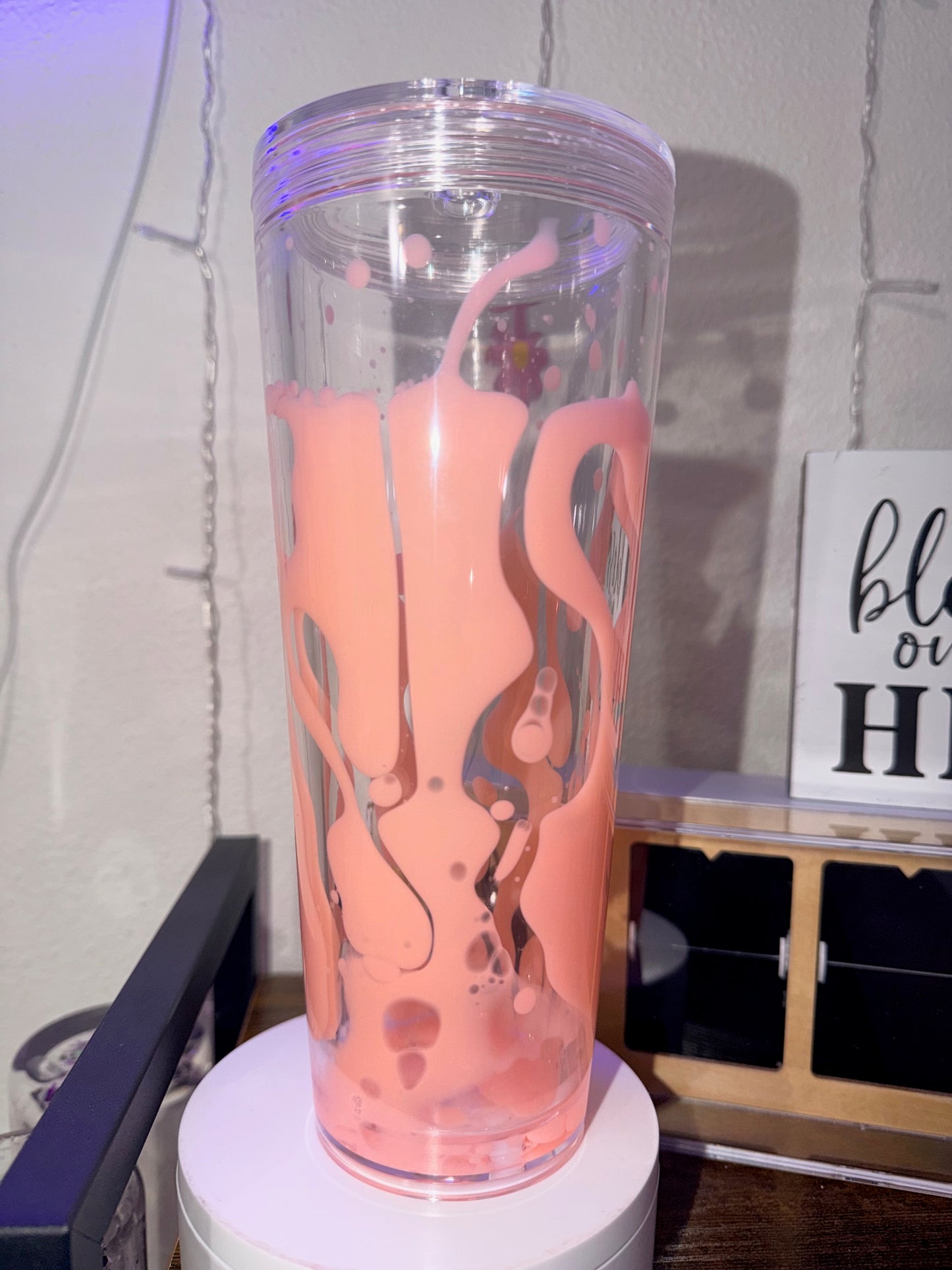 24oz Acrylic Peach Lava Snow Globe