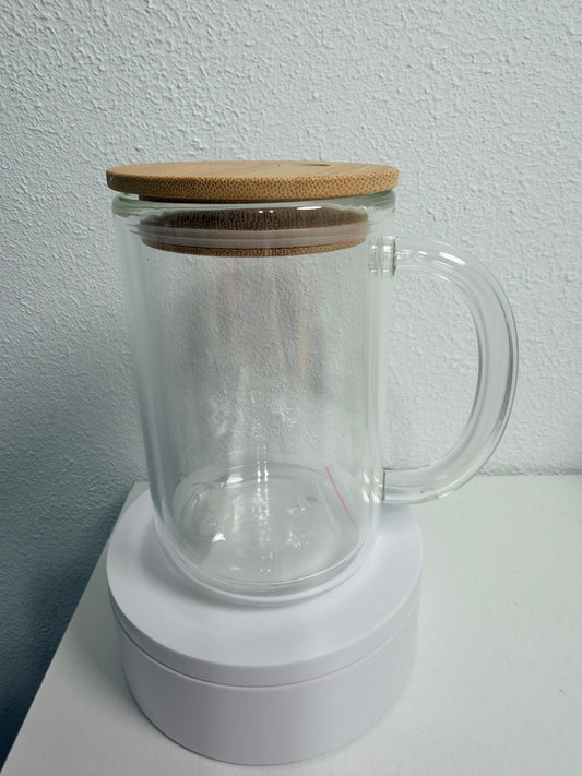 15oz Glass Snow Globe Mug with Glitter Handle