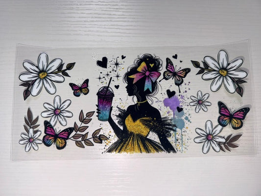 Girl with Flowers and Butterflies