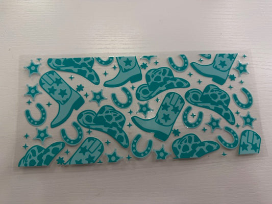 Country Teal Boots Hats Horseshoes