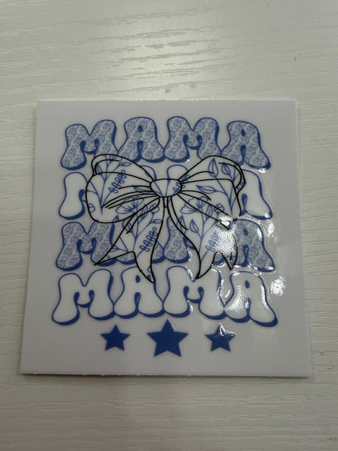 White Blue Mama Bow Stars