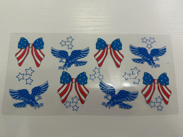 Red White Blue Bow's Eagles Stars