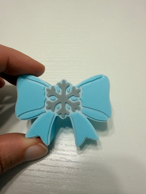 Blue Bow Straw Topper