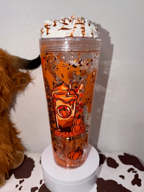 24oz Acrylic Lava Snow Globe "Pumpkin Spice"