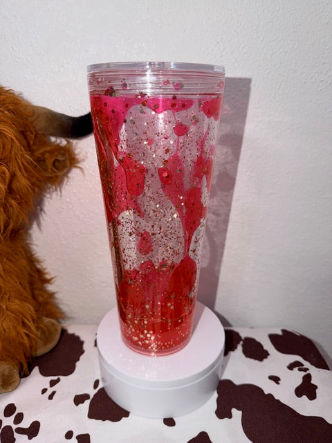 24oz Acrylic Pink Lava Snow Glob
