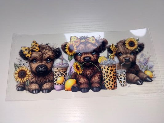 Highland Cow with Sunflowers