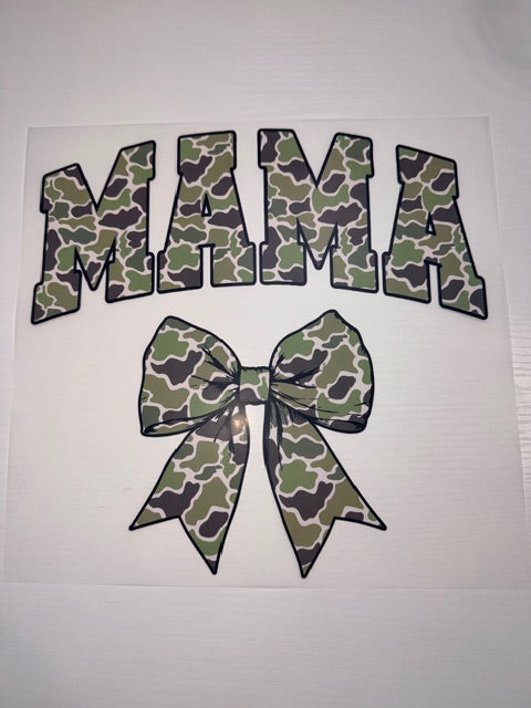 Camo Mama with Bow Shirt Transfer