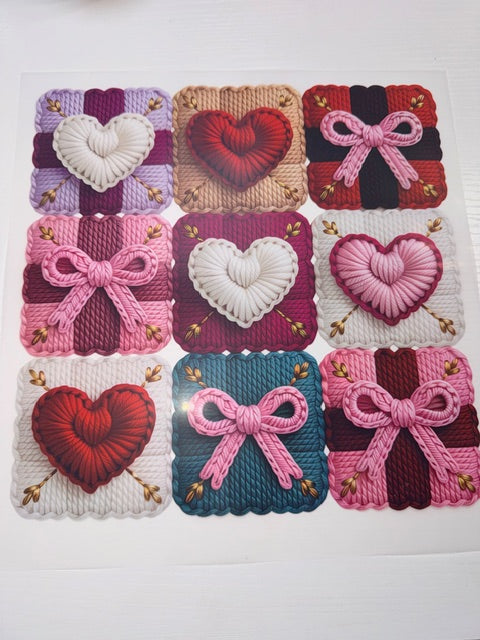 Yarn Hearts and Bows Shirt Transfer