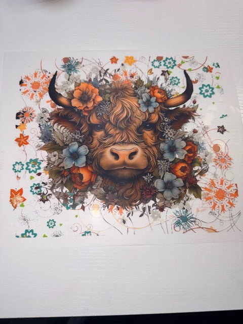 Foral Cute Highland Cow Shirt Transfer