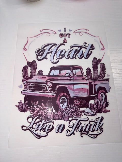 Heart like a Truck Shirt Transfer