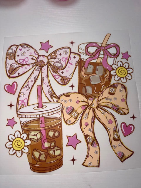 Iced Coffee with Bow Shirt Transfer