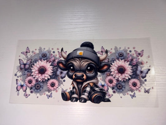 Gray Cow with Flowers