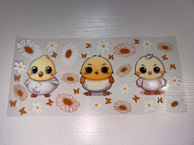 Chicks with Flowers