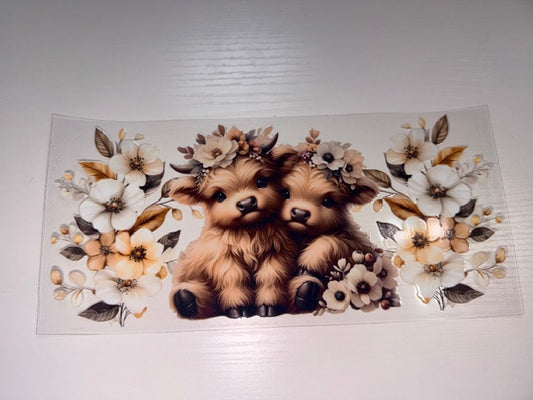 Highland Cow with Flowers