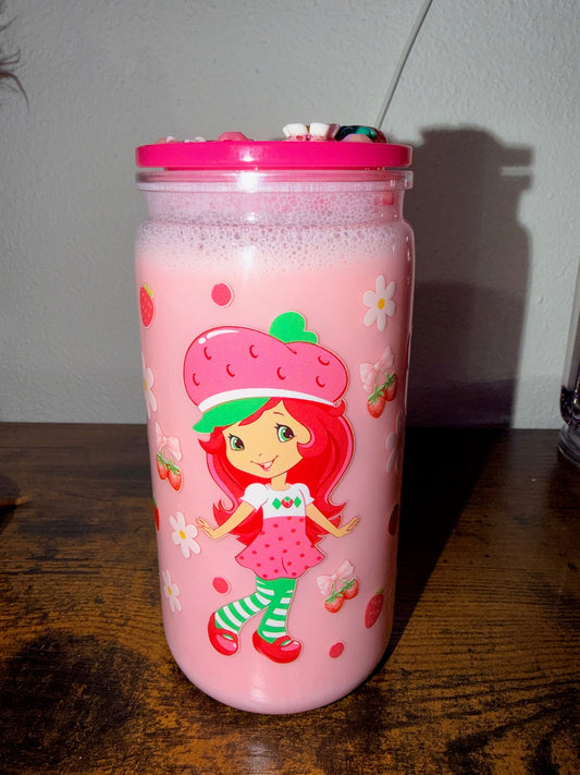 16oz Acrylic Strawberry Milk Snow Globe