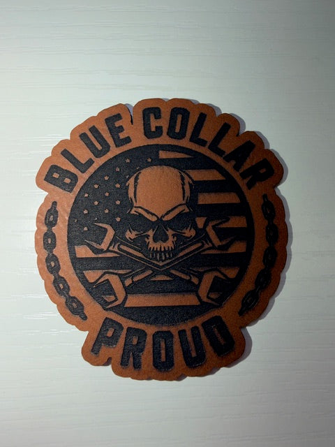 Ble Collar Leather Patch