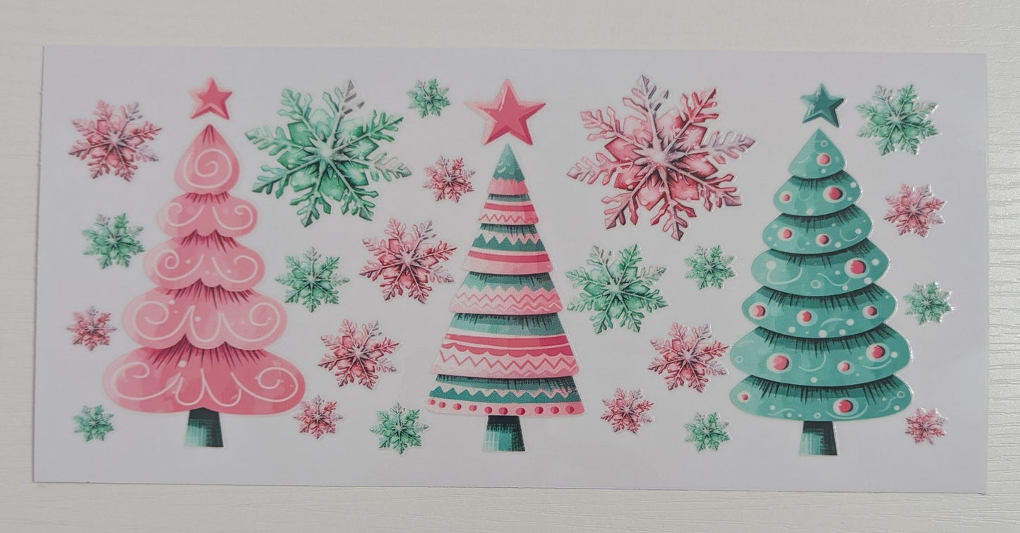 Colorful Christmas Trees & Snowflakes