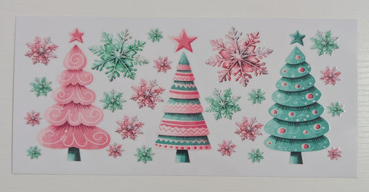 Colorful Christmas Trees & Snowflakes