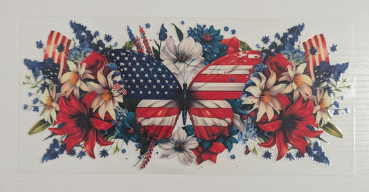 Red White & Blue Butterfly Floral