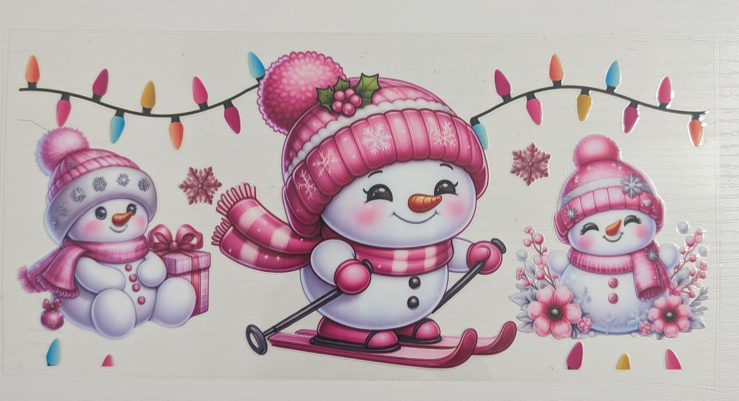 Little Pink Snow Ladies Enjoying Winter Christmas