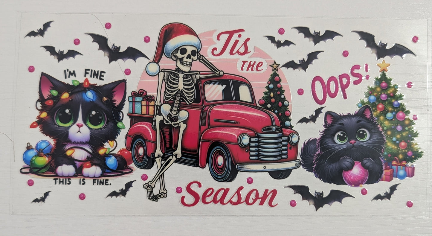 Black Cat Skeleton Christmas "Tis The Season"